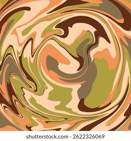 Unieke marmeren abstracte kunstwerken met dynamische wervelende patronen en een warm kleurenpalet van aardetinten, die een gevoel van natuurlijke harmonie, creativiteit en vloeiende beweging oproepen.