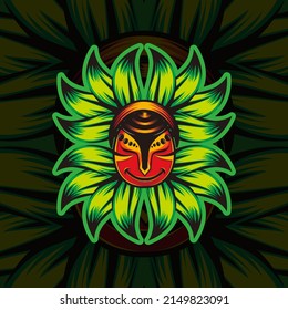 unique mask with leaf illustration. suitable for logo, icon, mascot and t shirt design