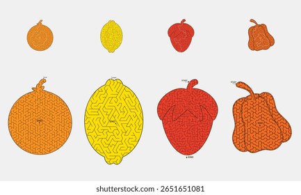 Jogo de labirinto único forma de frutas definir design de interiores