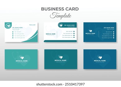 Unique medical healthcare set business card collection template