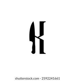 unique and memorable vector logo of letter k and knife