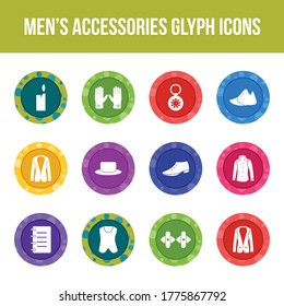 Accesorios masculinos únicos conjunto de iconos vectoriales de glifos