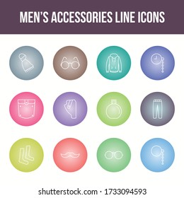 Conjunto de iconos de línea vectorial de accesorios masculinos únicos