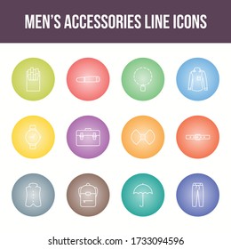 Conjunto de iconos de línea vectorial de accesorios masculinos únicos