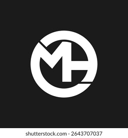 Unique Mh or Hm monogram logo with circle shape and minimal design. Ideal for branding, corporate identity, and creative use. Clean, modern, and professional vector style.
