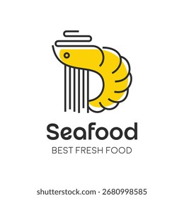 Exclusivo logotipo mínimo de mariscos Plantilla de diseño de cocina o restaurante pro para la marca de negocios