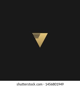 Unique minimal and sliced V initial based logo