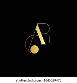 Unique Minimal Style AR golden and black color initial based logo