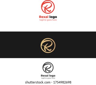 Unique Minimal Style golden and black color initial based logo