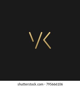 Unique Minimal Style golden and black color initial based VK logo