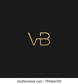 Unique Minimal Style golden and black color initial based VB logo