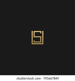 Unique Minimal Style golden and black color initial based US logo