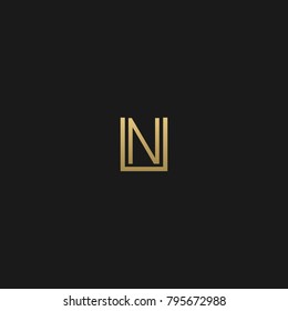 Unique Minimal Style golden and black color initial based UN logo