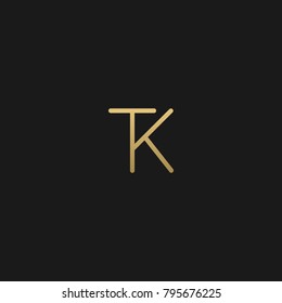 Unique Minimal Style golden and black color initial based TK logo