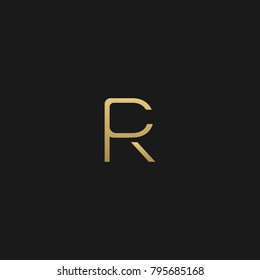 Unique Minimal Style golden and black color initial based RC logo