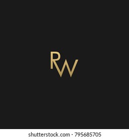 Unique Minimal Style golden and black color initial based RW logo