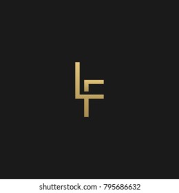 Unique Minimal Style golden and black color initial based LF logo