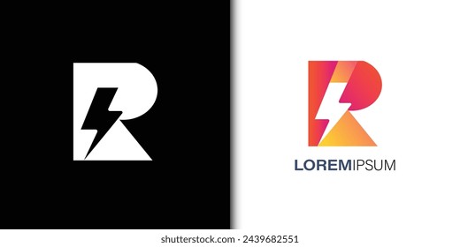 Unique Minimal Style golden and red color initial based logo, gradian color, r letter logo, r logo, r, unique r logo concepts.
