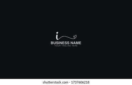 Unique Minimal Style heart and I initial based letter icon logo