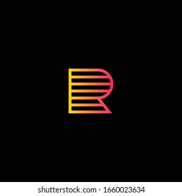 Unique Minimal Style letter R golden and black color initial based logo Template.