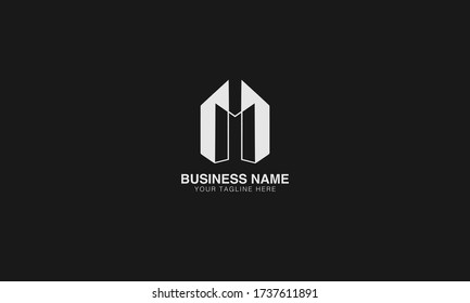 Unique Minimal Style m real estate buidling  icon logo.
