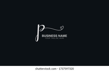 Unique Minimal Style p heart  initial based letter icon logo.
