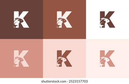 Unique minimalist K Icon Fish Logo with colorful Icon Vector Design Illustration