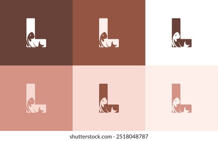 Unique minimalist L Icon Fish Logo with colorful Icon Vector Design Illustration