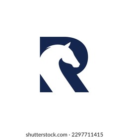 Unique and Minimalist Letter R Logo Design with Horse Head
