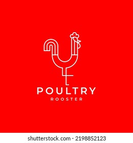 diseño exclusivo de logotipo de gallo minimalista