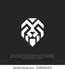 Único, minimalista, simple león blanco y negro o cabeza de león logo Ilustración vectorial