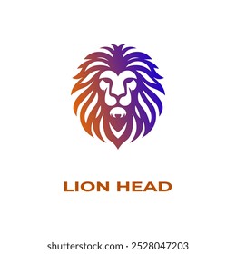 Unique, minimalist, simple colored lion or lion head logo illustration