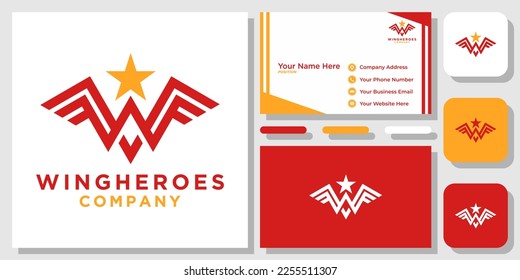 Unique Minimalist Wingstar Card Logo Vector