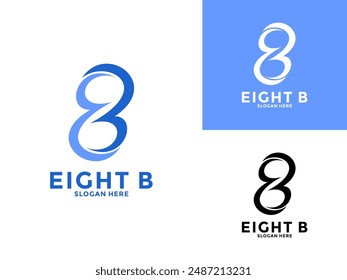 Diseño único y moderno del logotipo 8 y de la letra B, Plantilla de Vector del logotipo de Initial Tech