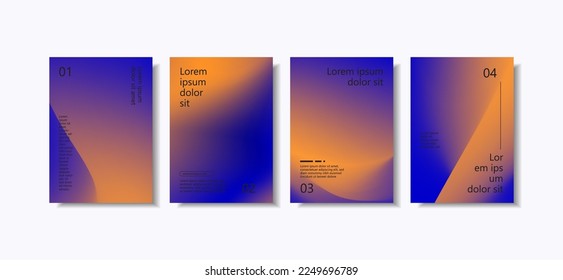 Unique modern A4 abstract gradient vector trend for cover, marketing template, business poster, Abstract color gradient, modern blurred background, and film grain texture