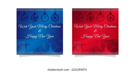 Unique Modern and Abstract Background Merry Christmas and Happy New Year Wish Card Full Editable eps10 Template can use As digital Or Printing  