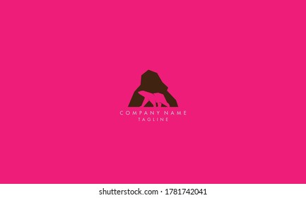 Unique and modern abstract bear cave logo icon	