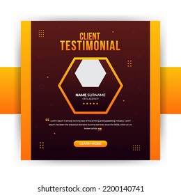 Unique and Modern Abstract Luxury Client Testimonial Social Media Post Design. Customer service feedback review social media post or web banner template