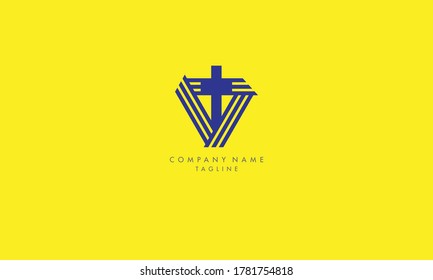 Único y moderno abstracto estilo minimalista Logo de la Iglesia. Símbolos cristianos. La cruz de Jesucristo	