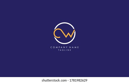 Alfabeto de estilo mínimo único y moderno concepto de icono de la letra CW, plantilla vectorial