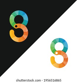 unique and modern business logo with professional colors. 8 eight shaped symbol which represents octagon. It can also be used as a loop or oo in any logo project. Cool gradients make it pop on any bg