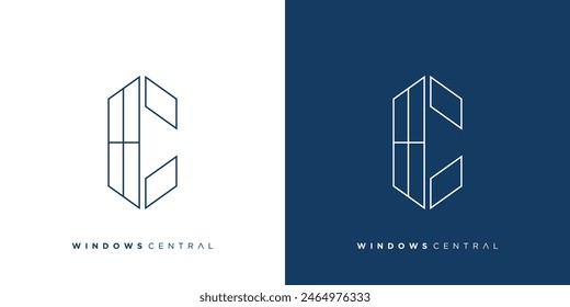 Diseño único y moderno del logotipo de la ventana de C	