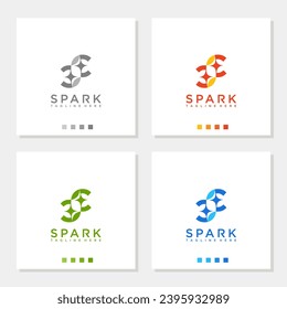 Diseño exclusivo y moderno del logotipo de chispa CC editable