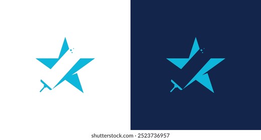 Único e moderno O design do logotipo da estrela de limpeza