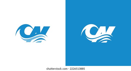 Unique and modern CN letter initial wave logo design