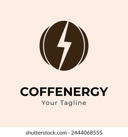 Unique Modern Coffee logo coffenergy with brown color design style illustration. emblem sign symbol premium vector