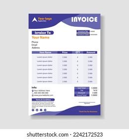 Unique and modern Corporate invoice template design.
