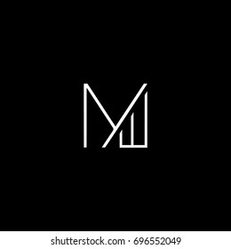 Unique modern creative artistic black and white color MW WM M W initial based letter icon logo.