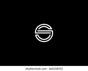 Unique modern creative circular shaped fashion brands black and white color S initial based letter icon logo.