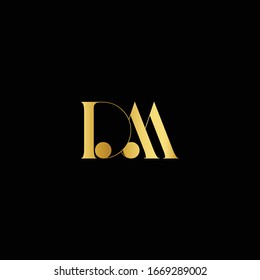 Unique modern creative clean connected fashion brands black and gold color DM MD D M initial based letter icon logo.